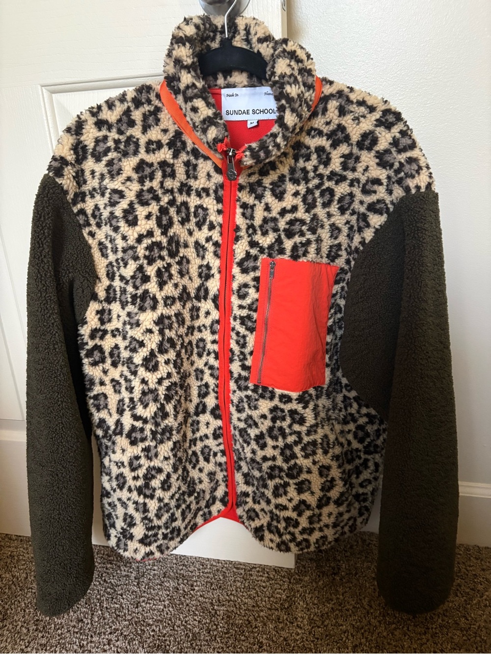 Sundae School Leopard Fleece Zip Up